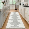 thumbnail image 2 of HOMERRY Striped Print Runner 2' x 6' for Hallway Modern Washable Throw Rugs for Kitchen Indoor Carpet, Beige, 2 of 5