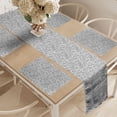 thumbnail image 2 of Ambesonne Shabby Flora Table Runner & Placemats, Curvy Spiral Branch, Placemat 4 pcs + Runner 12"x90", Black White, 2 of 2