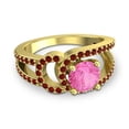 thumbnail image 3 of Diamond-Capitals 2.50 Carat Beautiful Round Shape Pink Sapphire & Garnet Gemstone Rng for Engagement and Wedding in Solid 14K Yellow Gold Size 11, 3 of 8