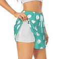 thumbnail image 3 of Lsque Teal Turquoise And White Polka Dot Printed Women's Running Shorts with Liner Pockets,Elastic Quick Dry Workout Athletic Gym Yoga Shorts,Womens High Waist Shorts-XX-Large, 3 of 9