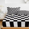 thumbnail image 6 of Twin Sze Fitted Sheet Set - Simple Black White Checkered 2 Piece Bedding Sets 16" Deep Pocket Fitted Sheet with 1 Pillowcase, Lattice Buffalo Plaid Brushed Microfiber Hotel Luxury Bed Sheets, 6 of 9