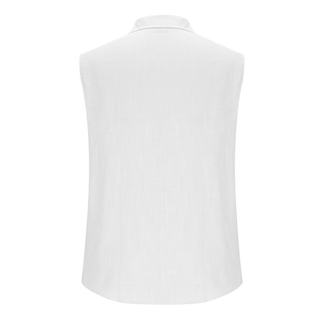 Yuyuzo Mens Sleeveless Button down Shirts Cotton Linen Summer Beach Basic Tank T-Shirt Tops