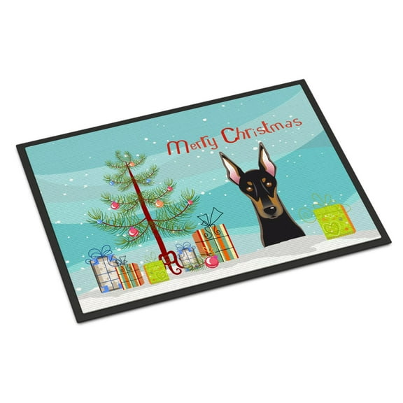 Caroline's Treasures BB1617MAT Christmas Tree and Doberman Door Mat, Indoor Rug or Outdoor Welcome Mat 18x27 Doormat ,