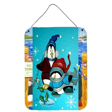 Carolines Treasures PJC1020DS1216 Somethins Fishy Christmas Penguin  Wall or Door Hanging Prints 12x16 multicolor