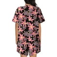 thumbnail image 3 of Bixox Women's Lilies Flowers Printed Pajama Set 2 Piece Lounge Set Top and Shorts Soft Pajamas, Shorts with Pockets, 3 of 7