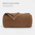 thumbnail image 2 of Noble Linens 100% Cotton Waffle Texture Bed Blanket, Mocha, King/Cal King, 2 of 12