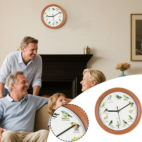Mlthcig Bird Song Clock Birdsong Clock Novelty Chiming Wall Clocks Vintage Birds Clocks With Sound UK Animal Design Talking Bird Decorative Home For Birds Lovers Countdown Calendar Speed Stack Timer