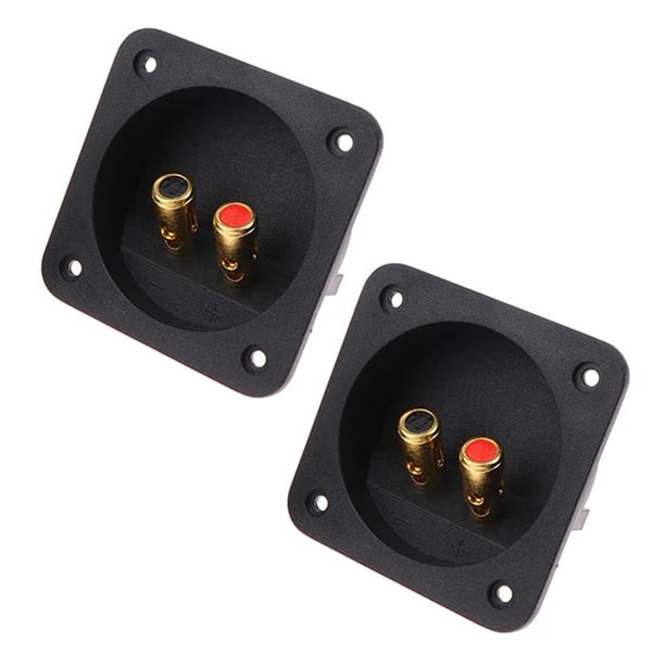 2 conectores de altavoz chapados en oro para subwoofer de coche, caja de conexión cuadrada de tipo pulsador, caja de conexiones de audio para sistemas de sonido de escenario.