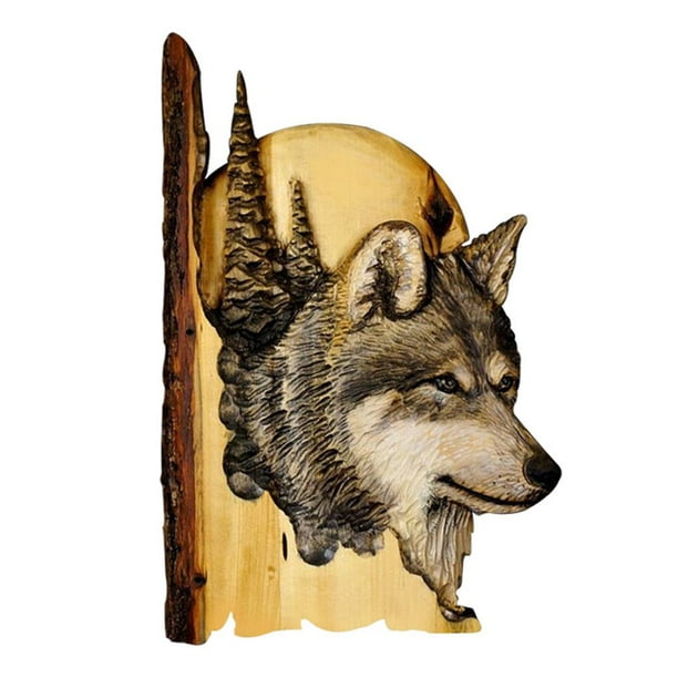 Tallado De Animales Artesanía Madera De Pino Colgantes Tallados De Animales Exquisita Decoración De Pared De Animales Tallados 3D Animal Tallado Hecho A Mano Para La Decoración De La Sala De Estar Vogacara HA027464-02