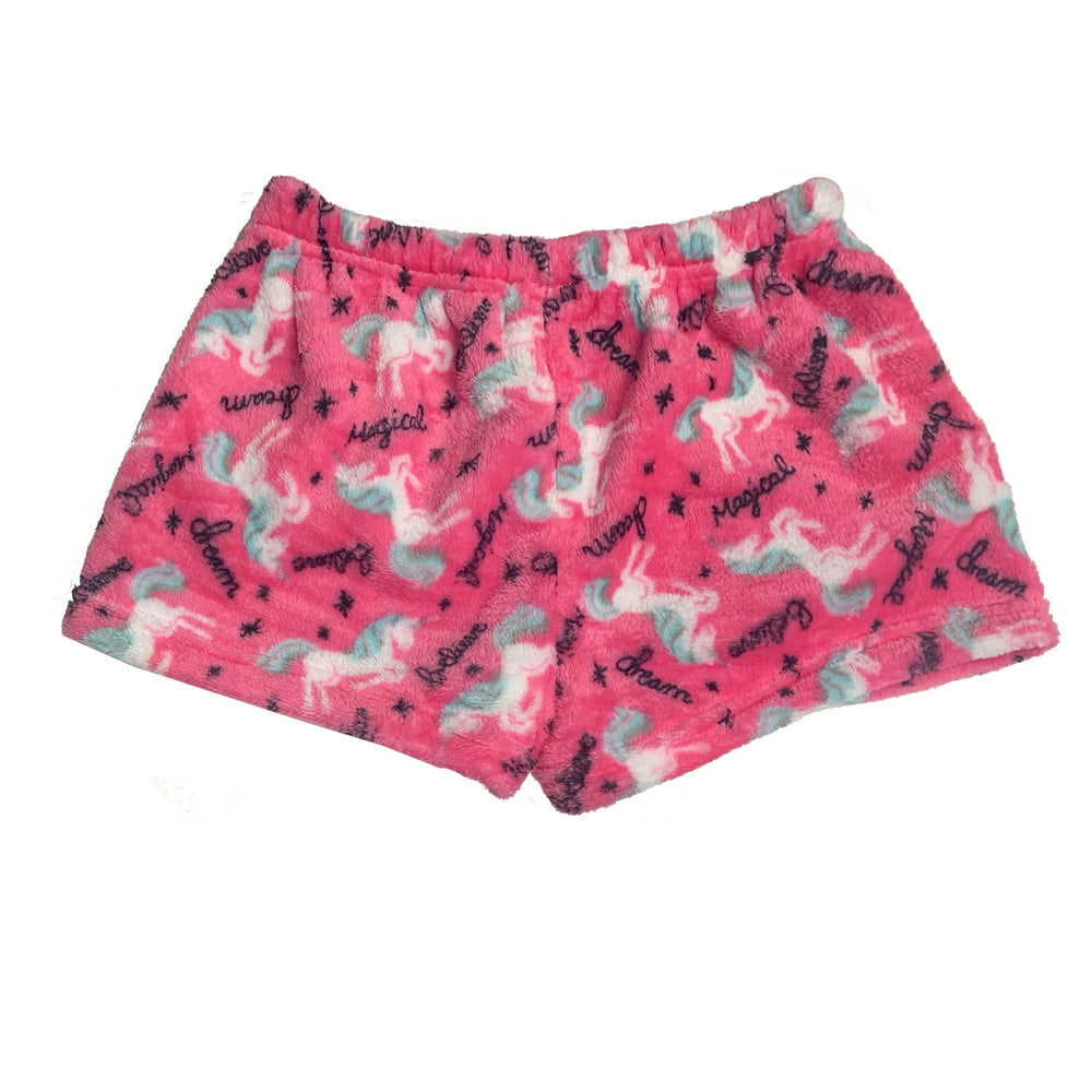 Popular - Popular Girl's Fuzzy Fleece Plush Pajama Shorts - Walmart.com ...