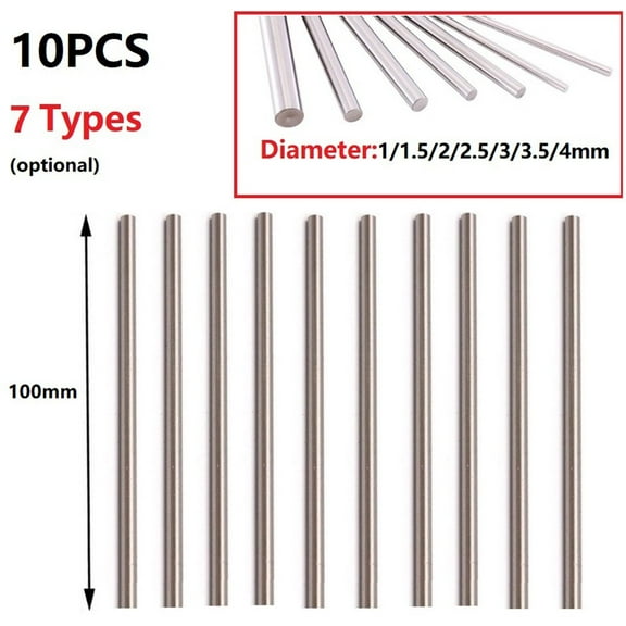 10Pcs High Speed Steel Round Rod Lathe Bar Stock Assorted For Diy Craft Tool 1/1.5/2/2.5/3/3.5/4Mm Diameter 100Mm 1.5Mm Smile Home