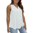 thumbnail image 3 of OmicGot Womens Plus Size Sleeveless Tops V Neck Blouses Tunics, White 1X, 3 of 5