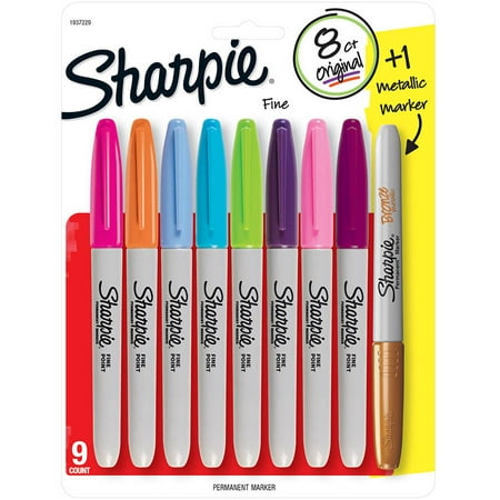 Sharpie Fine Fashion Permanent Markers 8ct + Metallic Marker - Walmart ...