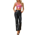 thumbnail image 3 of INSPIRE CHIC Women's Sleeveless Top U Neck Party Clubwear Holographic Shiny Metallic Crop Top M Holographic Red, 3 of 7