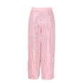 thumbnail image 5 of Women's Sequin Wide Leg Pants High Waisted Solid Color Dance Pants Loose for Night Out Glitter Trousers Clubwear Party Sparkly Pants, 5 of 9