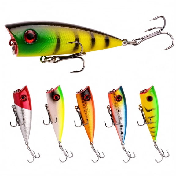 6-Color Popper Minnow Hard Lure Bait,Artificial Swimbait for Freshwater Fishing,Topwater Bass Tackle Gear,Hard Plastic Fishing Supply