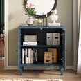thumbnail image 6 of Demi Bonn Vintage Hollow-Carved Accent Cabinet 2-Door Display Storage Sideboard with Symmetrical Floral Design Adjustable Shelf Solid Wood Legs for Living Room Entryway, Blue, 6 of 7