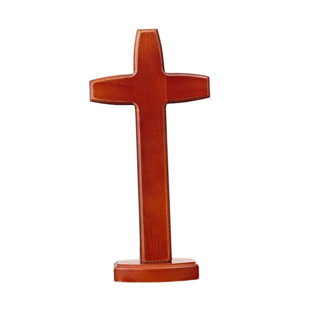 Adorno de pie artesanal, estatuilla de crucifijo católico decorativo, regalo religioso para chimenea de interior.