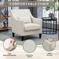 thumbnail image 4 of Modern Corduroy Single Chair with Two Pillows, Upholstered Armchair with Scooped Arms, Soft Single Sofa for Bedroom/Apartment/Studio/Office/Waiting Room, Beige, 4 of 9
