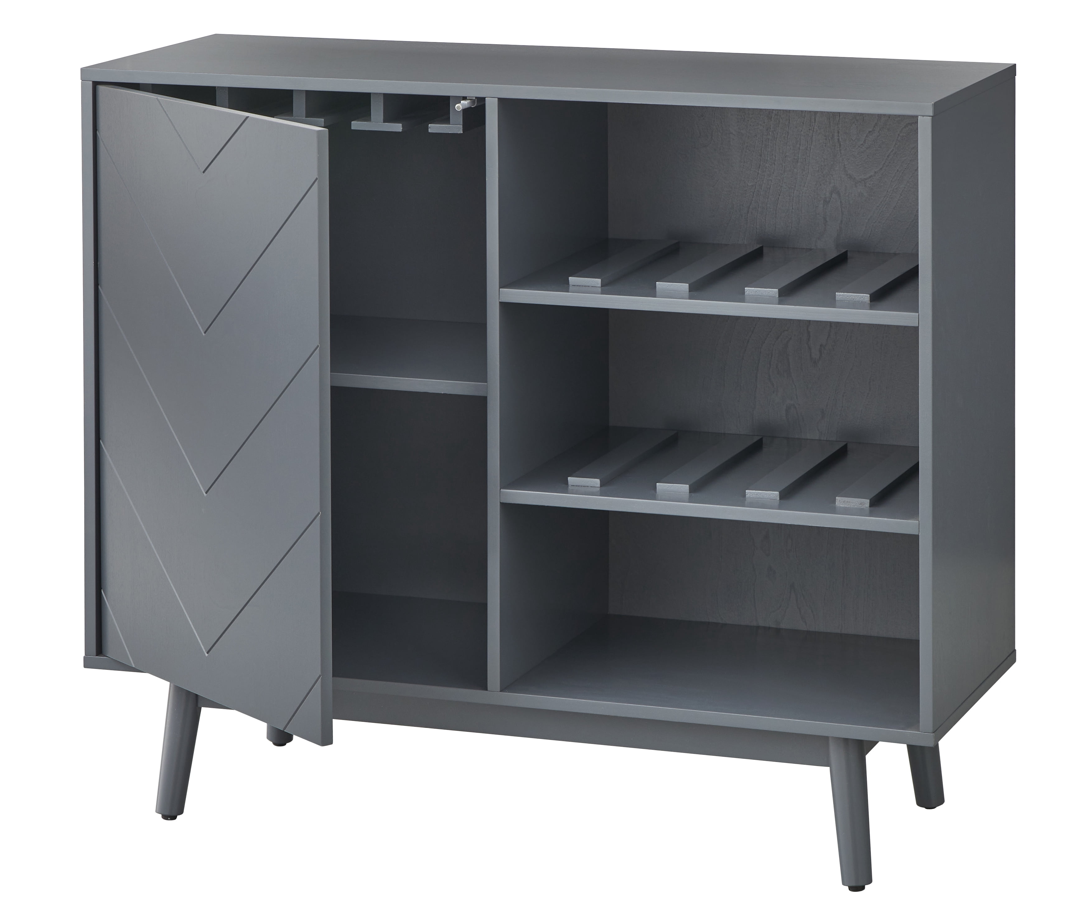 TMS Marcelo Mid-Century Wine Buffet, Charcoal Gray