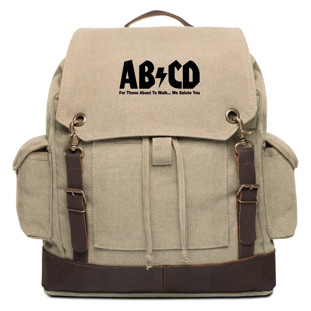 Abc Handmade Rucksack ABCD Vintage Canvas Rucksack Backpack with Leather Straps, Khaki & Bk ...