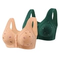 thumbnail image 1 of Kaemgyyd 2 PC Front Button Bra Front Closure Everyday Sports Bras Fashion Print Comfort Wireless Padded Sleep Bra, 1 of 2