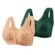 thumbnail image 1 of Karight 2-Pack Front Closure Daisy Bras for Women Comfort Wireless Full Coverage Button Front Everyday Bra for Seniors, 1 of 2