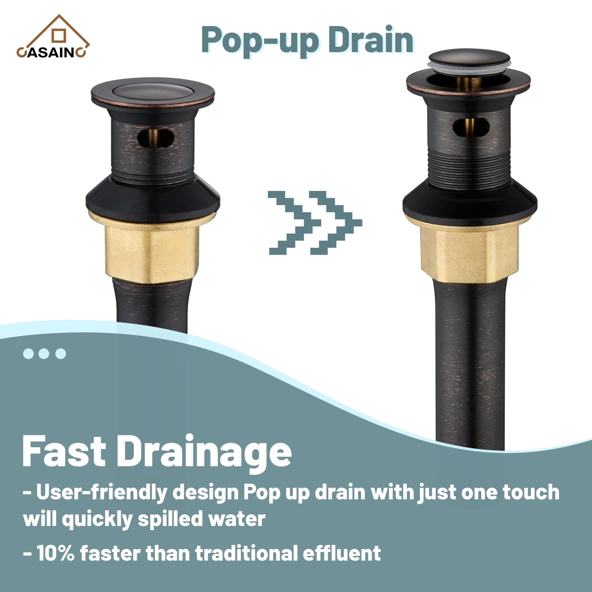 CASAINC 4 in. Centerset Double Handle Bathroom Sink Faucet Lavatory Faucet with Stainless steel Drain in Oil Rubbed Bronze
