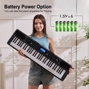 Mustar Portable 61 Key Electronic Lighted Up Piano Keyboards USB MIDI (Black)