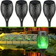 thumbnail image 4 of 4 Pack Outdoor Solar Flame Light,Solar Lights Outdoor for Garden Decorations with Flickering Flame,IP65 Waterproof Solar Powered Yard Lights Torch Light for Lawn Patio Pathway (Green), 4 of 17