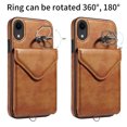 thumbnail image 3 of Allytech iPhone XR Case with Ring Holder & Shoulder Strap, Retro PU Leather Cards Slots Kickstand Detachable Lanyard Shockproof Wallet Case Cover for Apple iPhone XR - Brown, 3 of 14