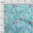 thumbnail image 2 of oneOone Cotton Cambric Turquoise & Purple Fabric Leaves & Lemon Craft Projects Decor Fabric Printed By The Yard 42 Inch Wide, 2 of 6