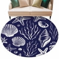 thumbnail image 2 of Summer Marine Life Round Living Room Rugs 7 ft, Line Drawing Ocean Shell Starfish Sea Conch Seaweed Washable Area Rug with Non-Slip Sturdy Edge Binding Round Carpet for Kitchen Office Bedroom, 2 of 9