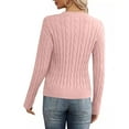 thumbnail image 6 of Zedker Women's Winter Crewneck Sweaters Knit Pullover Casual Long Sleeve Oversized Tops, Plus Size Pink XL, 6 of 7