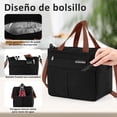 thumbnail image 4 of Gran Capacidad Bolsa del Almuerzo, Bolsas Térmicas para Hombres y Mujeres Reutilizable, con Correa, Tenedor, Cuchara, Cristales Hielo, Forro a Prueba de Fugas, para Picnic, Trabajo, Camping, 4 of 4