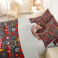 thumbnail image 4 of Castle Fairy Cartoon Fire Truck Print Bedding Comforter Set 7 Pieces for Teens, Firefighter Seamless Full Bedding Set for Kids Bedroom, Red Gray,Grey Reversible, 4 of 7