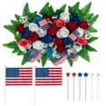 thumbnail image 2 of Memobloom Headstone Flower: Cemetery  Decor Rose Calla Lily National Flags Artificial Cemetery Flowers Funeral Memorial Day Sympathy Floral for Outdoor Gravestone Decorations, 2 of 6