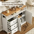 thumbnail image 4 of 47'' Farmhouse Buffet Cabinet with Storage, Large Sideboard Cabinet with 2 Doors & Open Storage, Coffee Bar Table with Built-In Charging Station and 3 Drawers for Kitchen & Living Room, 4 of 9