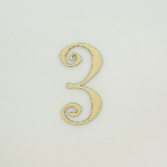 1 Pc, 5 Inch X 1/8 Inch Wood Numbers 3 In The Curlz Font Great For Craft Project & Different Decor