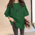 thumbnail image 2 of Women Short Sleeved Shirt Ladies Wear Knit T-Shirt Loose Large Short Sleeved Casual Tees, 2 of 4