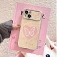 thumbnail image 5 of Cute Butterfly Pink Love Heart Silver Plated Edge Soft  for iPhone Case (White,iPhone 14 Pro), 5 of 5