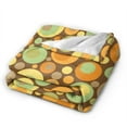thumbnail image 2 of DouZhe Ultra-Soft Micro Fleece Lightweight Flannel Bed Blanket, Psychedelic Yellow Circles Rounds Print Cozy Warm Throw Blankets, 80"x60", 2 of 7