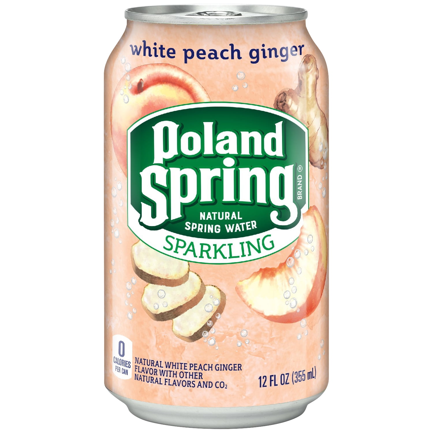 Poland Spring White Peach Ginger Sparkling Water, 12 Fl Oz, 24 Ct