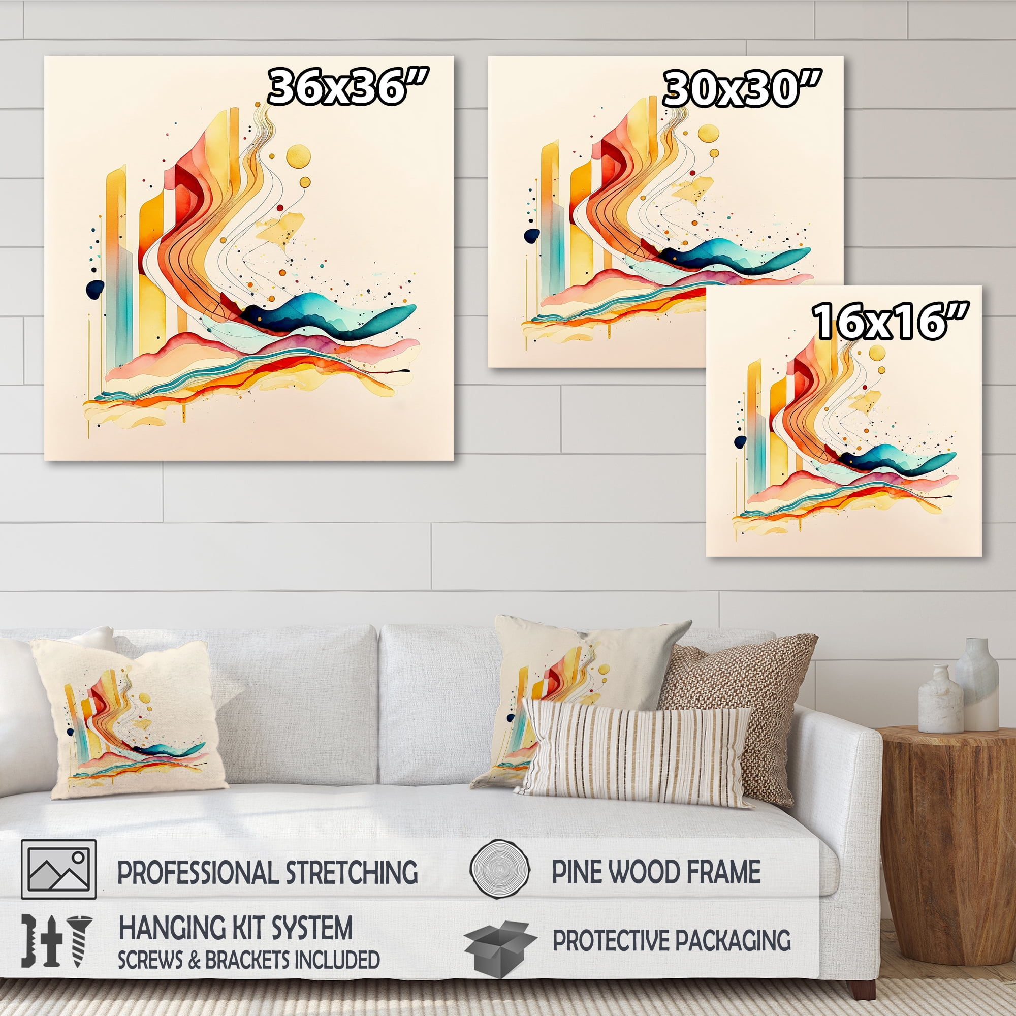 Designart Multi-Color Watercolor Movement Canvas Wall Art