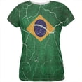 thumbnail image 1 of Distressed Brazilian Flag All Over Womens T Shirt, 1 of 2