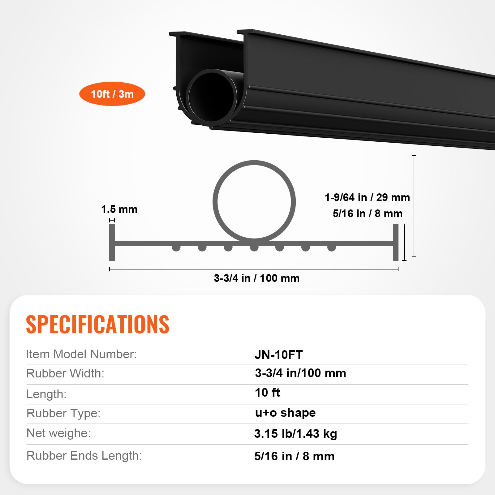 KFFKFF Garage Entryway Barrier and Base Seal Set, 10 FT U Form+O Loop Universal Garage Door Base Weatherproofing PVC, Paired with Climate-Resistant Garage Barrier Seal Strip with Glue, Black