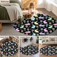 thumbnail image 3 of Easter Colorful Rabbits Round Rug 4Ft Spring Flower Cartoon Cute Black Circle Area Rugs Washable Non Slip Indoor Floor Mats Carpet for Living Room Bedroom Dining Room Home Decor, 3 of 9