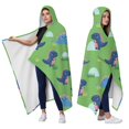 thumbnail image 1 of Wearable Blanket,Green Cartoon Dinosaurs Grass Pattern Hooded Wearable Flannel Blanket for Adults & Teens,Winter Poncho Shawl Wrap Cape Cozy Anti-Pill,60"x80", 1 of 3