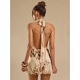 thumbnail image 2 of Apricot Halter Neck Mini Dress With Cheetah Print, Flowy Chiffon For Summer Beach Or Resort Wear, 2 of 8