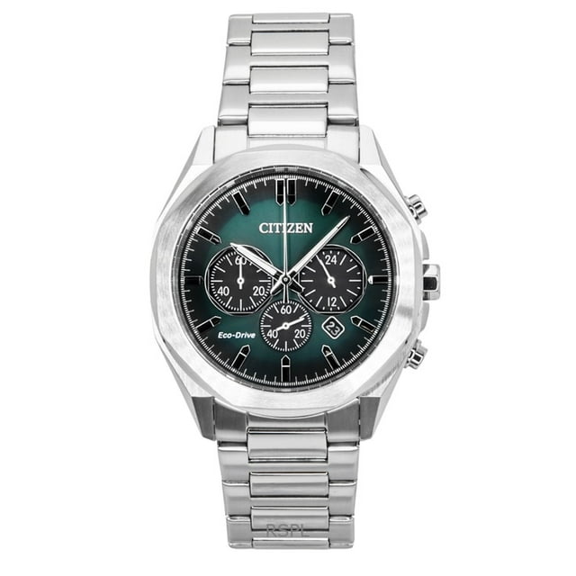 Citizen Eco-Drive Chronographe Acier Inoxydable Cadran Vert CA4590-81X 100 m Montre pour Homme